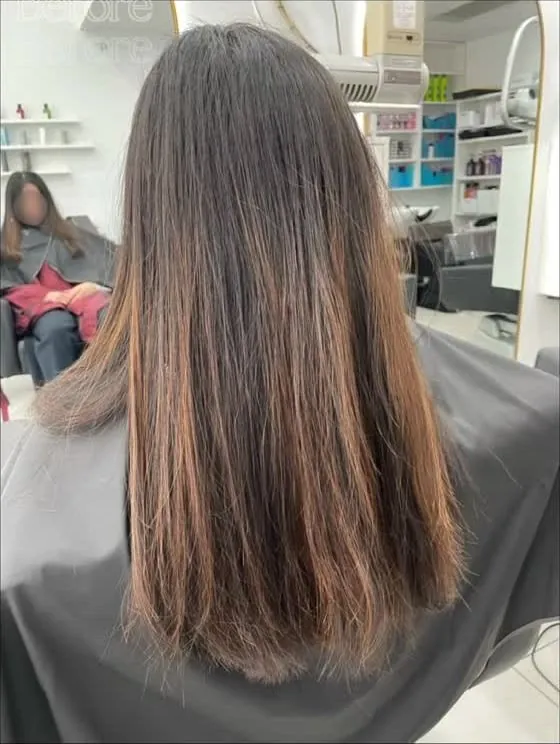 Before and after red-brown highlights