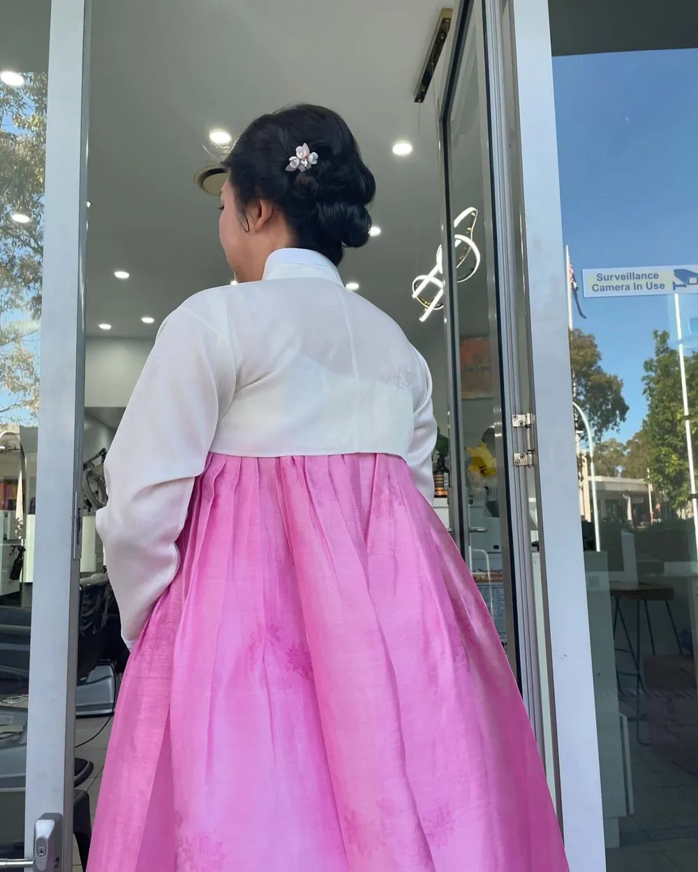 Elegant updo styled with a hanbok